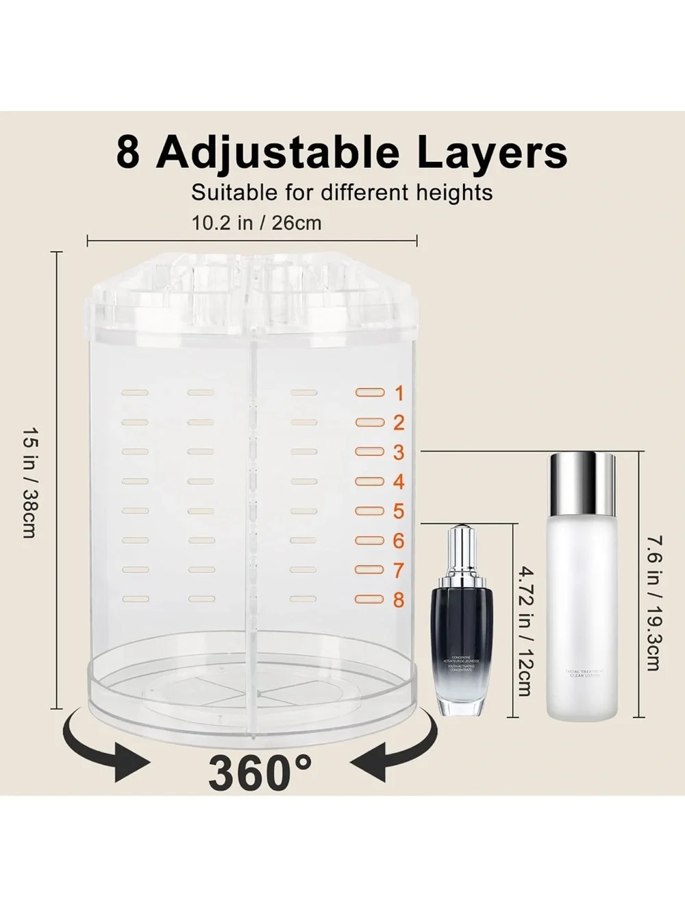 Clear 360° Rotating Makeup and Cosmetic Organizer - Clear